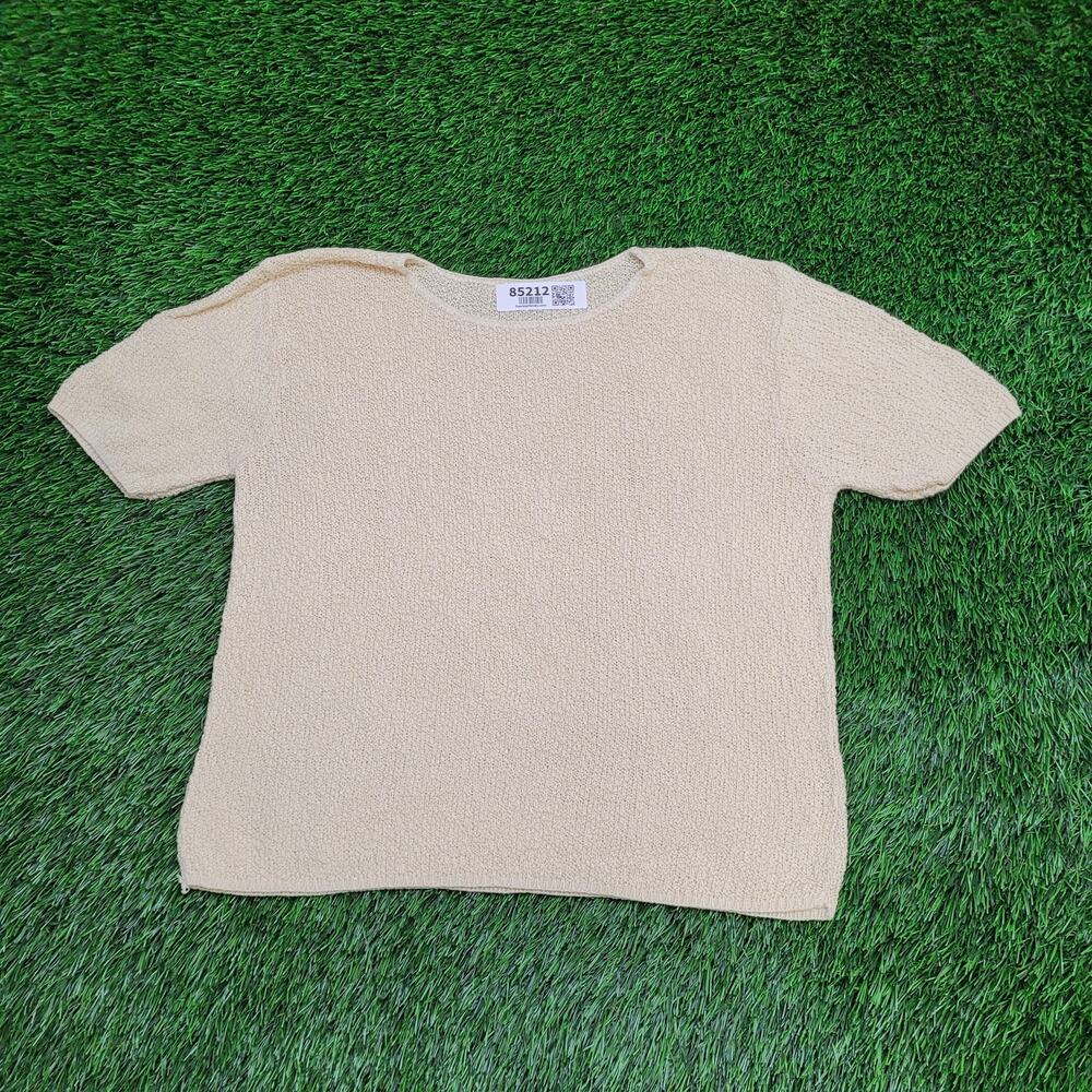 Vintage 90s Textured Boho Chic Sweater Women S/M 18x19 Beige